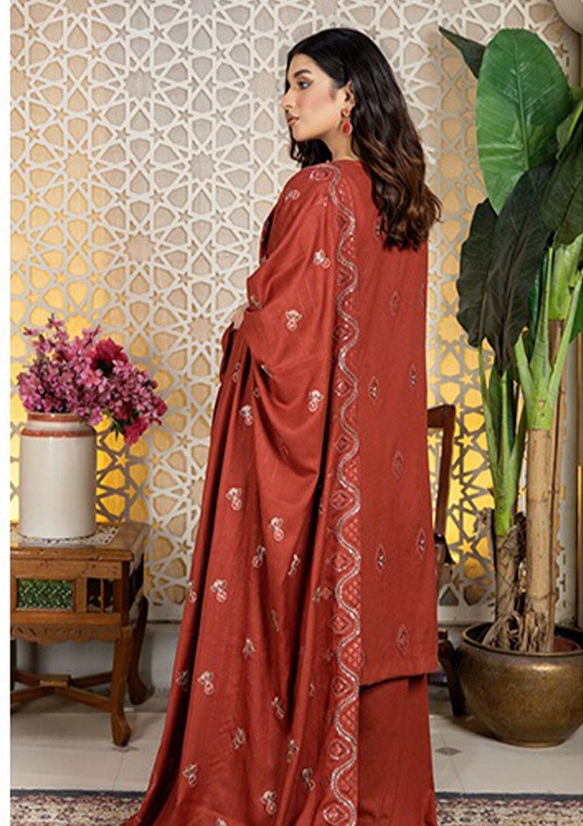 Winter Collection - Marjjan - MRW#430- D RUST available at Saleem Fabrics Traditions