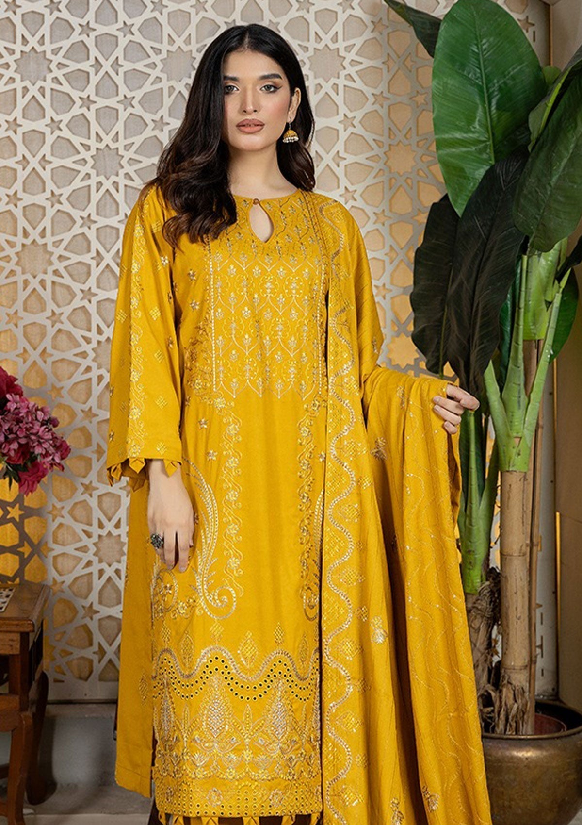 Winter Collection - Marjjan - MRW#430- MUSTARD available at Saleem Fabrics Traditions