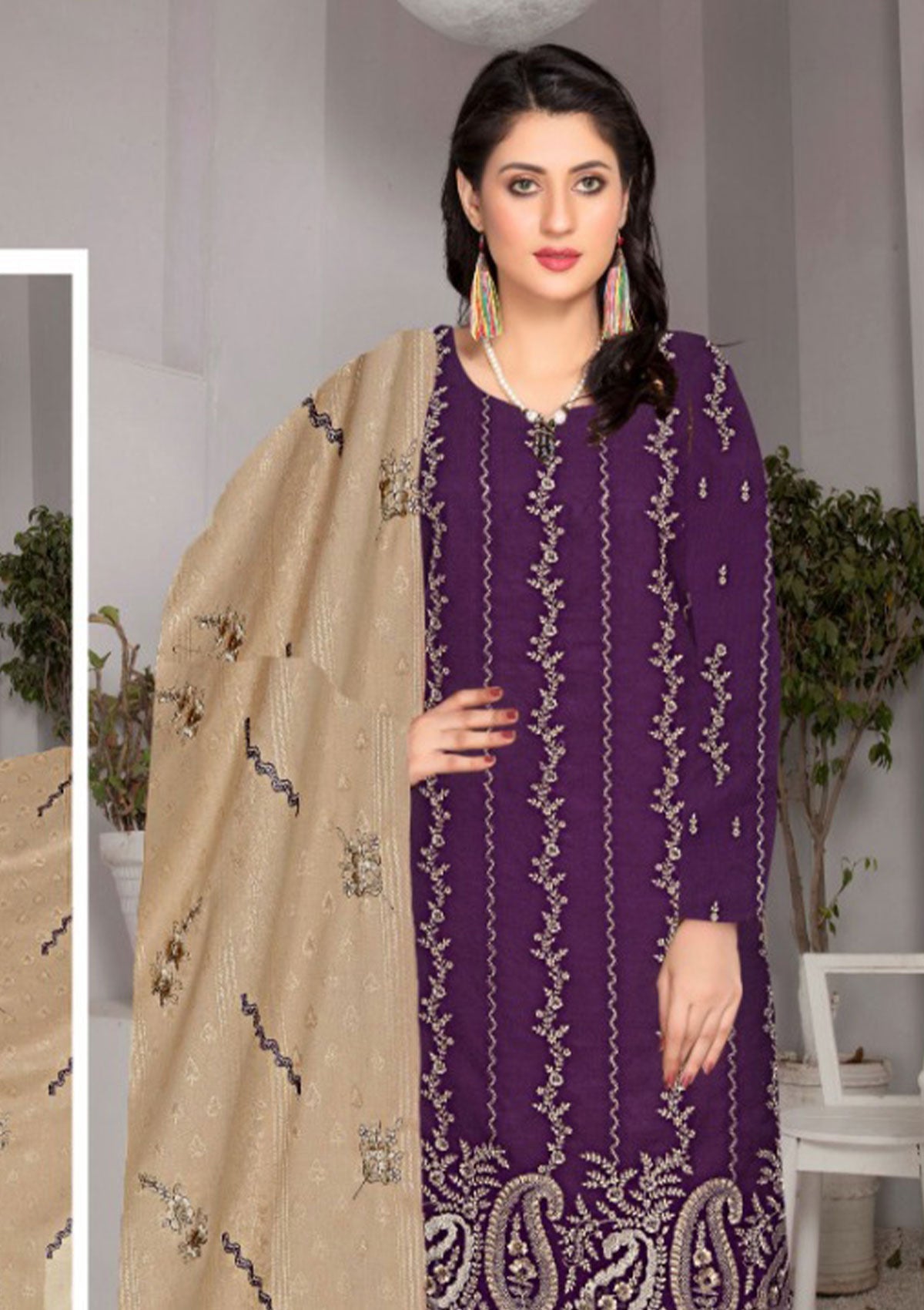 Winter Collection - Marjjan - MRW#444 - D PURPLE available at Saleem Fabrics Traditions