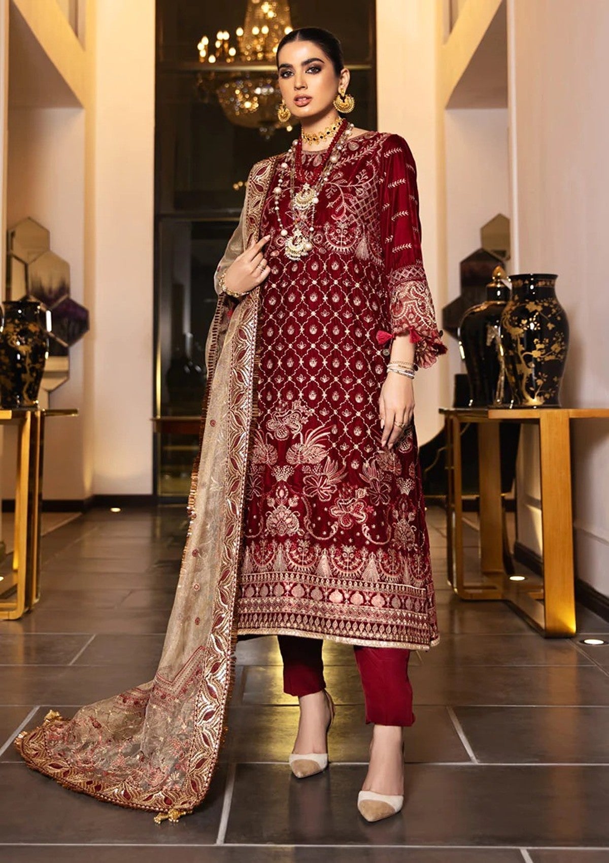 Winter Collection - Marjjan - Memsaab - Velvet - WV#10 available at Saleem Fabrics Traditions