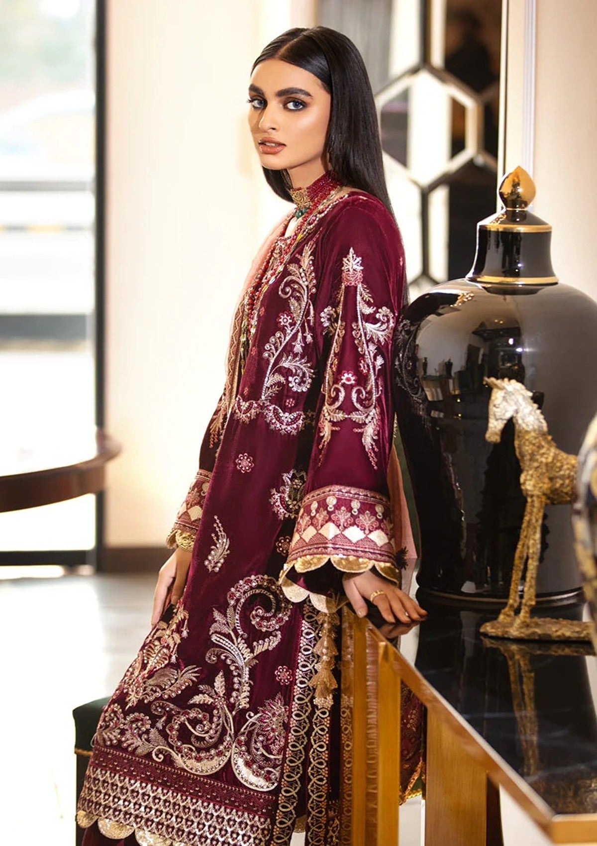 Winter Collection - Marjjan - Memsaab - Velvet - WV#2 available at Saleem Fabrics Traditions