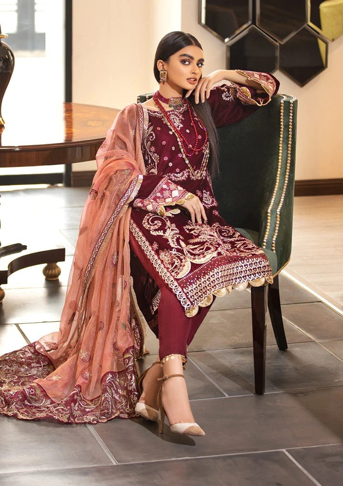 Winter Collection - Marjjan - Memsaab - Velvet - WV#2 available at Saleem Fabrics Traditions