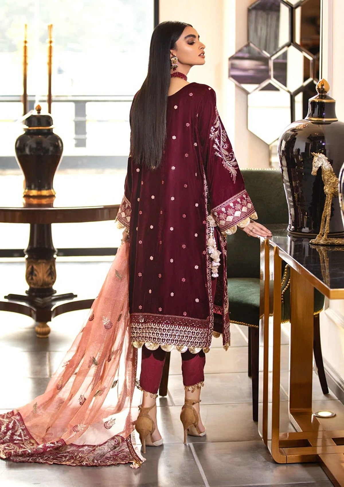 Winter Collection - Marjjan - Memsaab - Velvet - WV#2 available at Saleem Fabrics Traditions