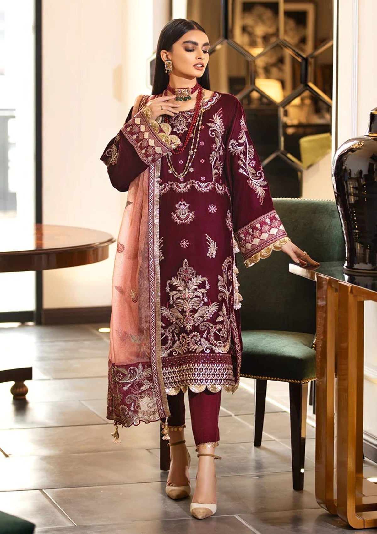 Winter Collection - Marjjan - Memsaab - Velvet - WV#2 available at Saleem Fabrics Traditions