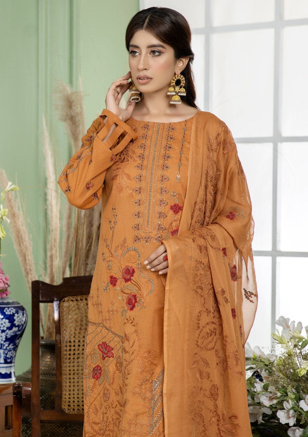 Winter Collection - Marjjan - SKC#22- Mustard available at Saleem Fabrics Traditions