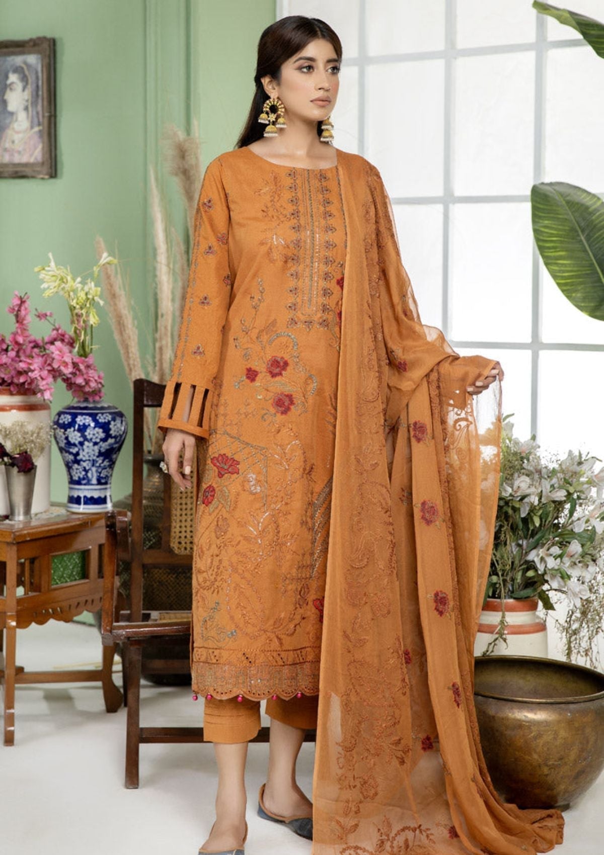 Winter Collection - Marjjan - SKC#22- Mustard available at Saleem Fabrics Traditions