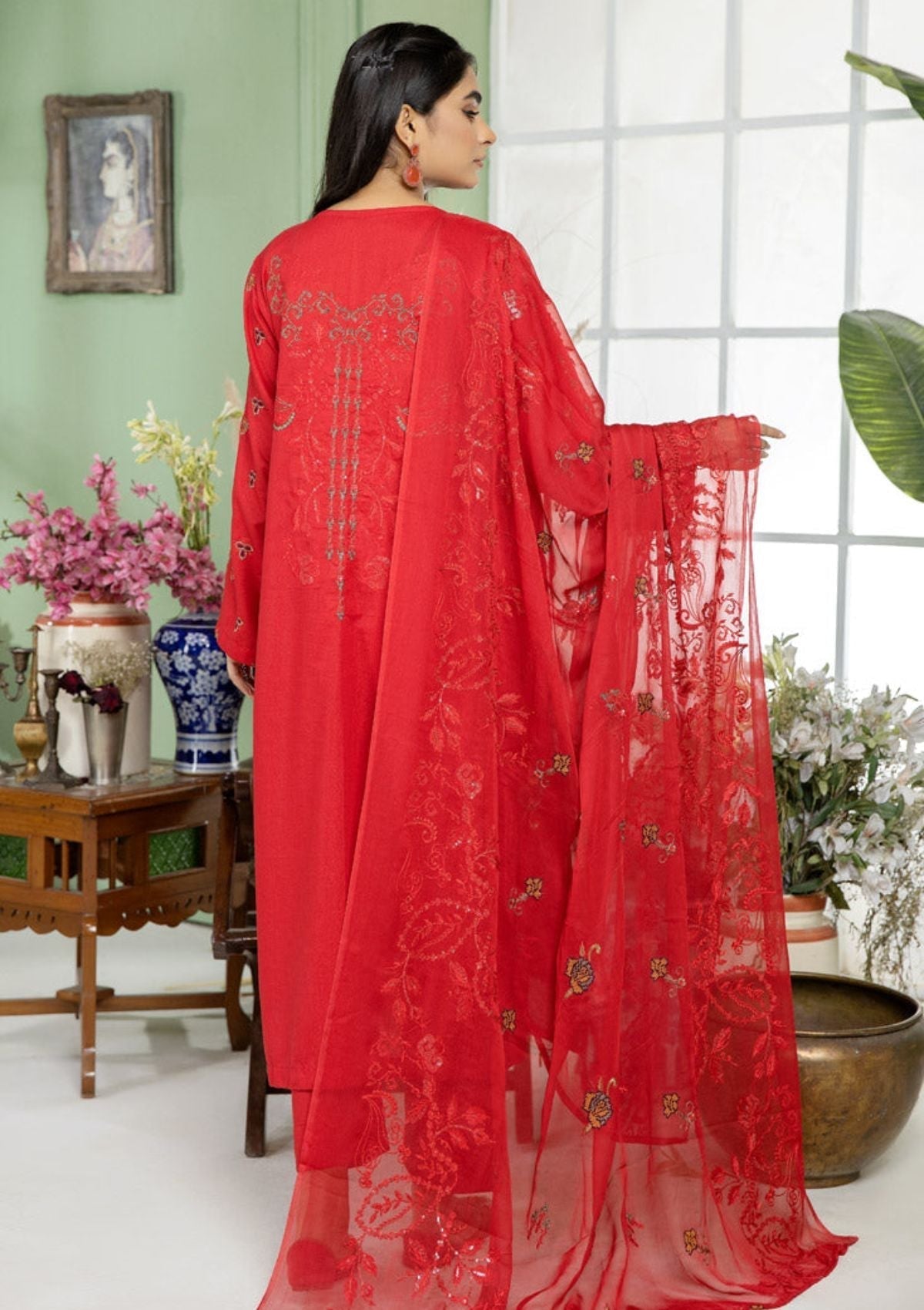 Winter Collection - Marjjan - SKC#22- Red available at Saleem Fabrics Traditions
