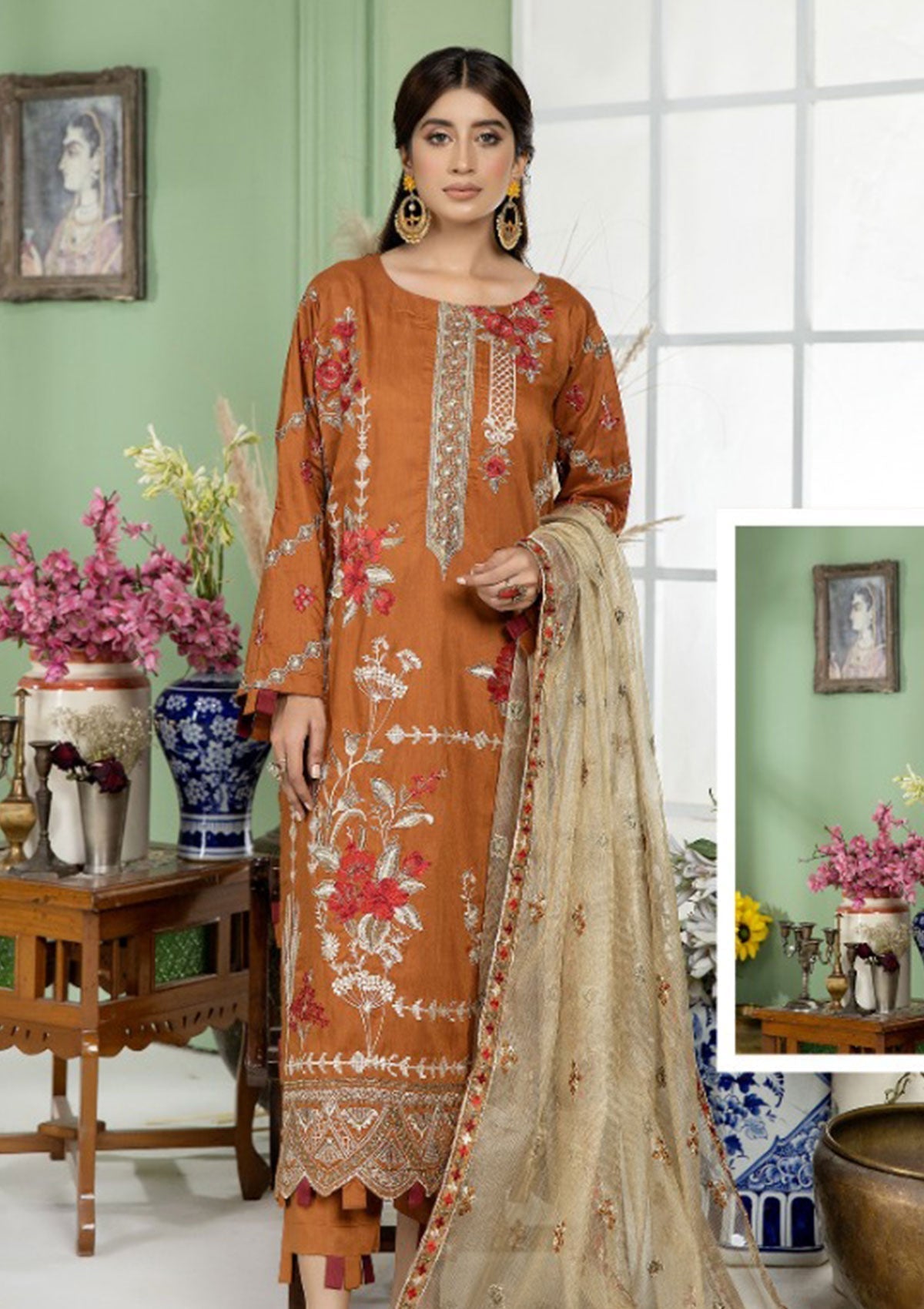 Winter Collection - Marjjan - Viscose - MV#253 - E available at Saleem Fabrics Traditions