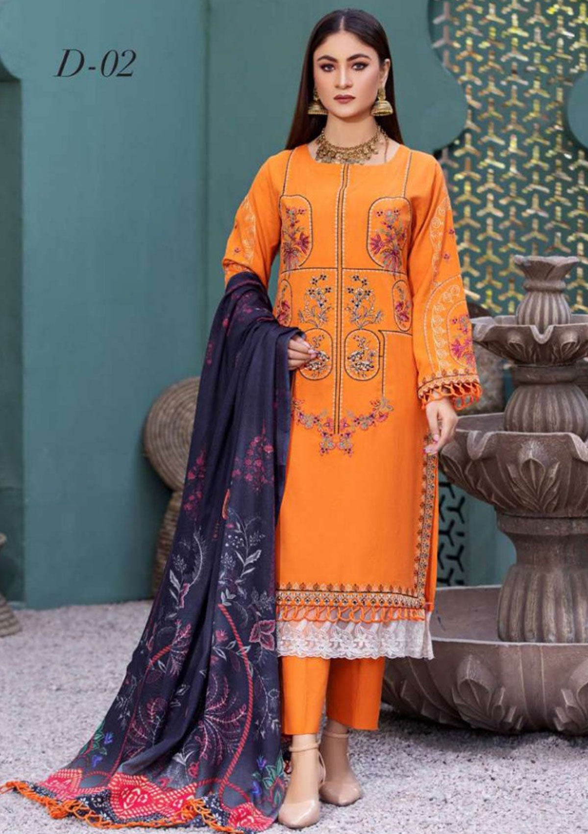 Winter Collection - Noor Jahan - Crimson - D#02 available at Saleem Fabrics Traditions