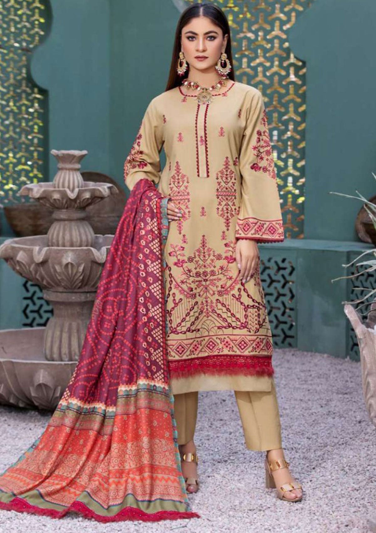 Winter Collection - Noor Jahan - Crimson - D#06 available at Saleem Fabrics Traditions