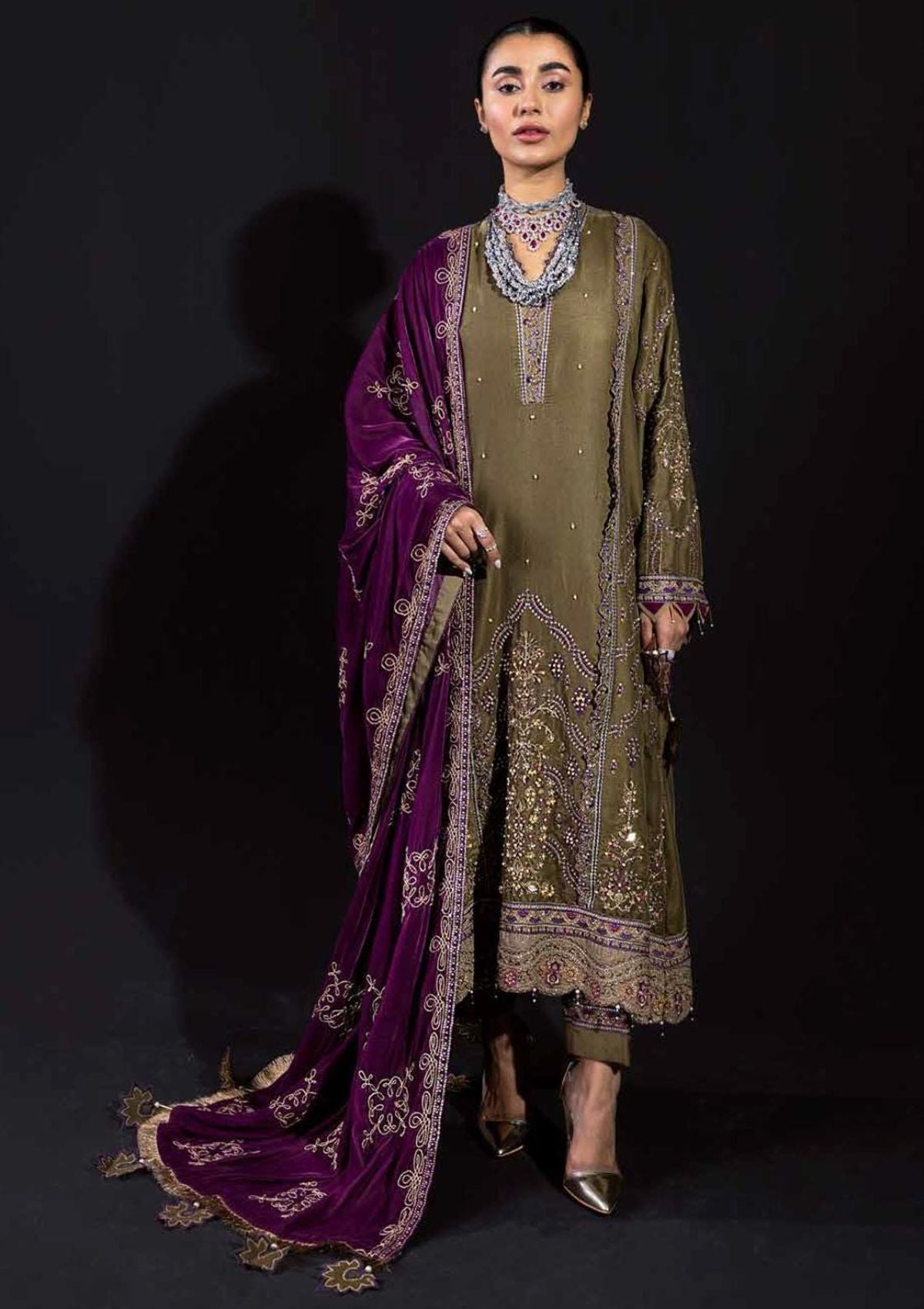 Winter Collection - Nureh - Maya - Velvet - NV#16 available at Saleem Fabrics Traditions