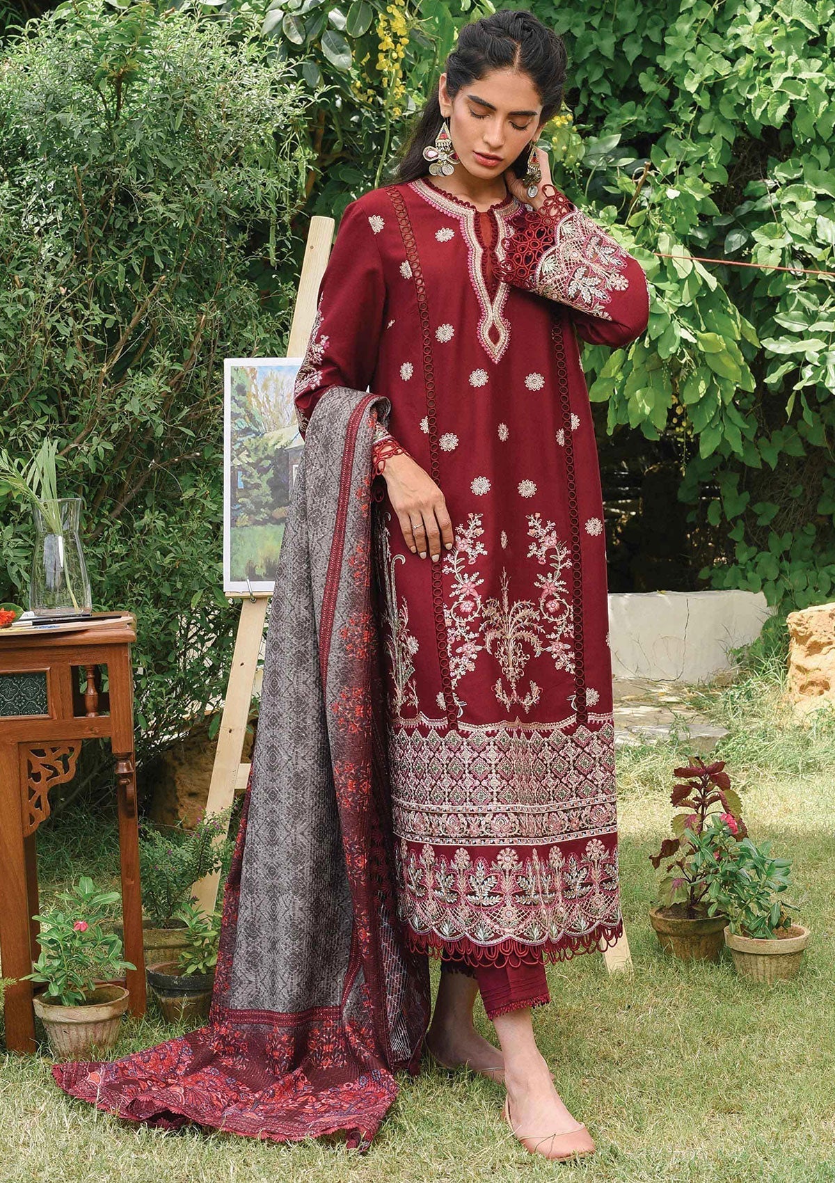 Winter Collection - Qalamkar - Qline - Linen - Samar - VL#8 available at Saleem Fabrics Traditions