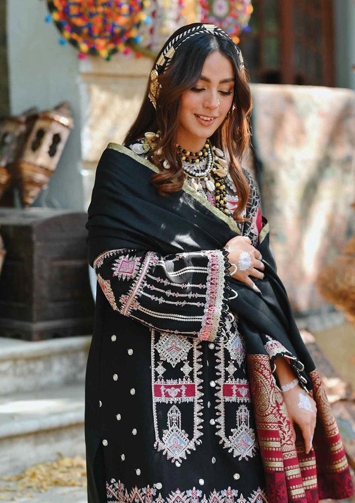Winter Collection - Qalamkar - Sewni - K#02 (HARAM) available at Saleem Fabrics Traditions