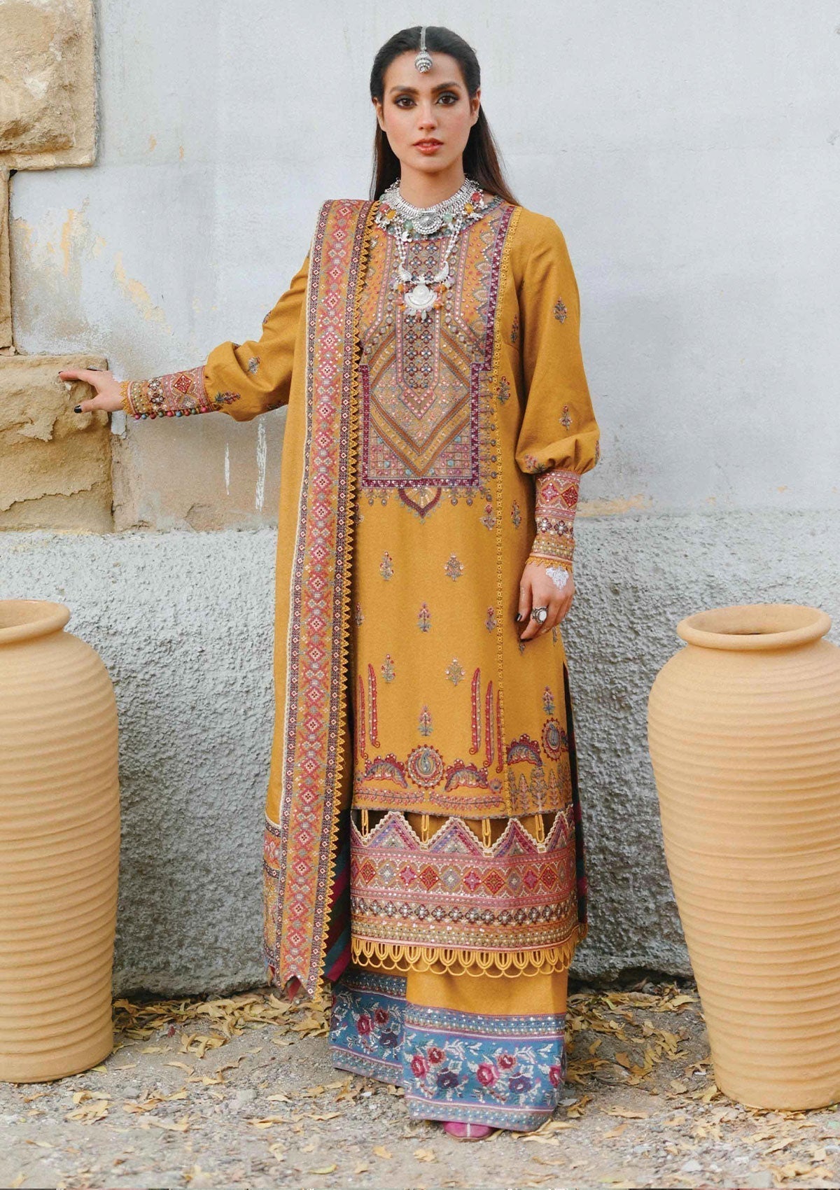 Winter Collection - Qalamkar - Sewni - K#07 (MEHREEN) available at Saleem Fabrics Traditions