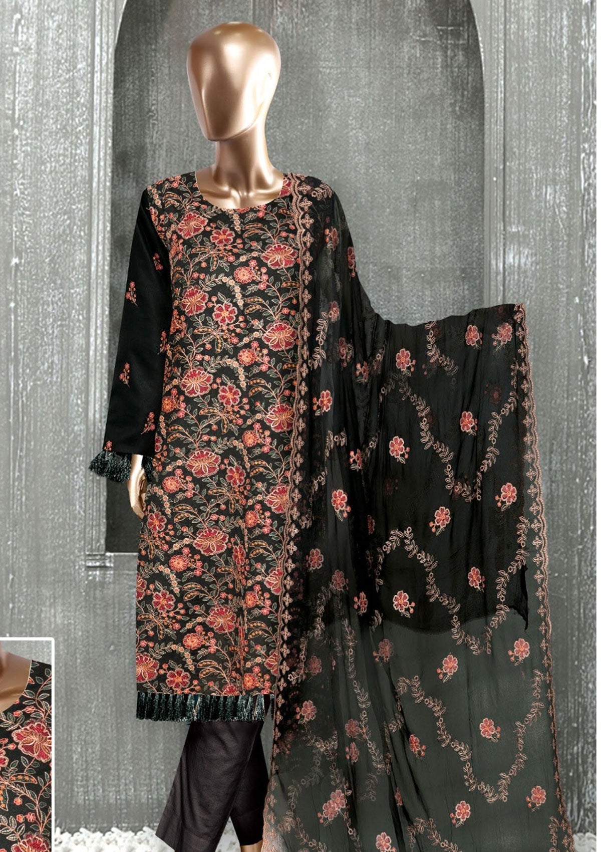 Winter Collection - Rang Noor - Emb Karandi - AJ#9 available at Saleem Fabrics Traditions