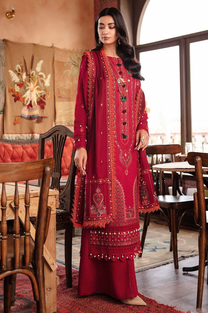 Winter Collection - Rang Rasiya - Premium Winter - 3 Pcs - D#07 (CRIMSON ROSE) available at Saleem Fabrics Traditions