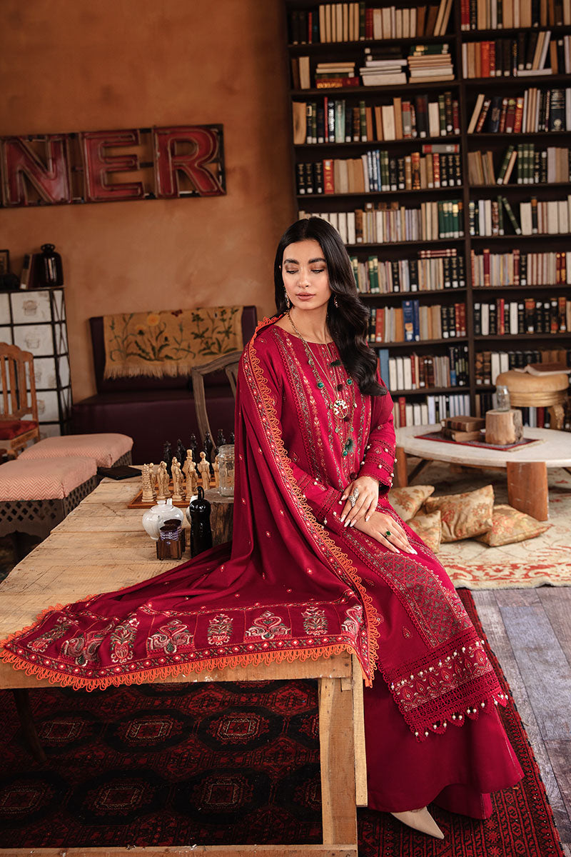 Winter Collection - Rang Rasiya - Premium Winter - 3 Pcs - D#07 (CRIMSON ROSE) available at Saleem Fabrics Traditions