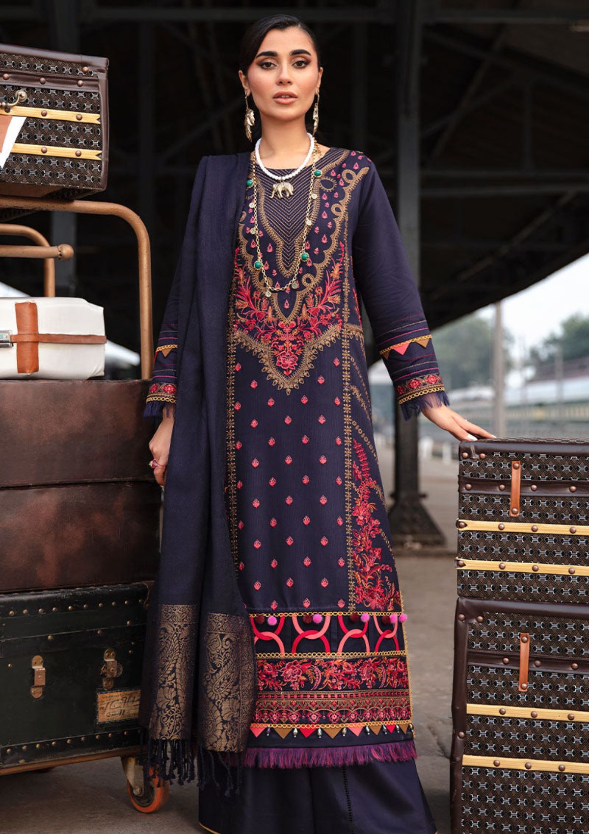 Winter Collection - Rang Rasiya - Safarnama - D#6 (QAINAT) available at Saleem Fabrics Traditions