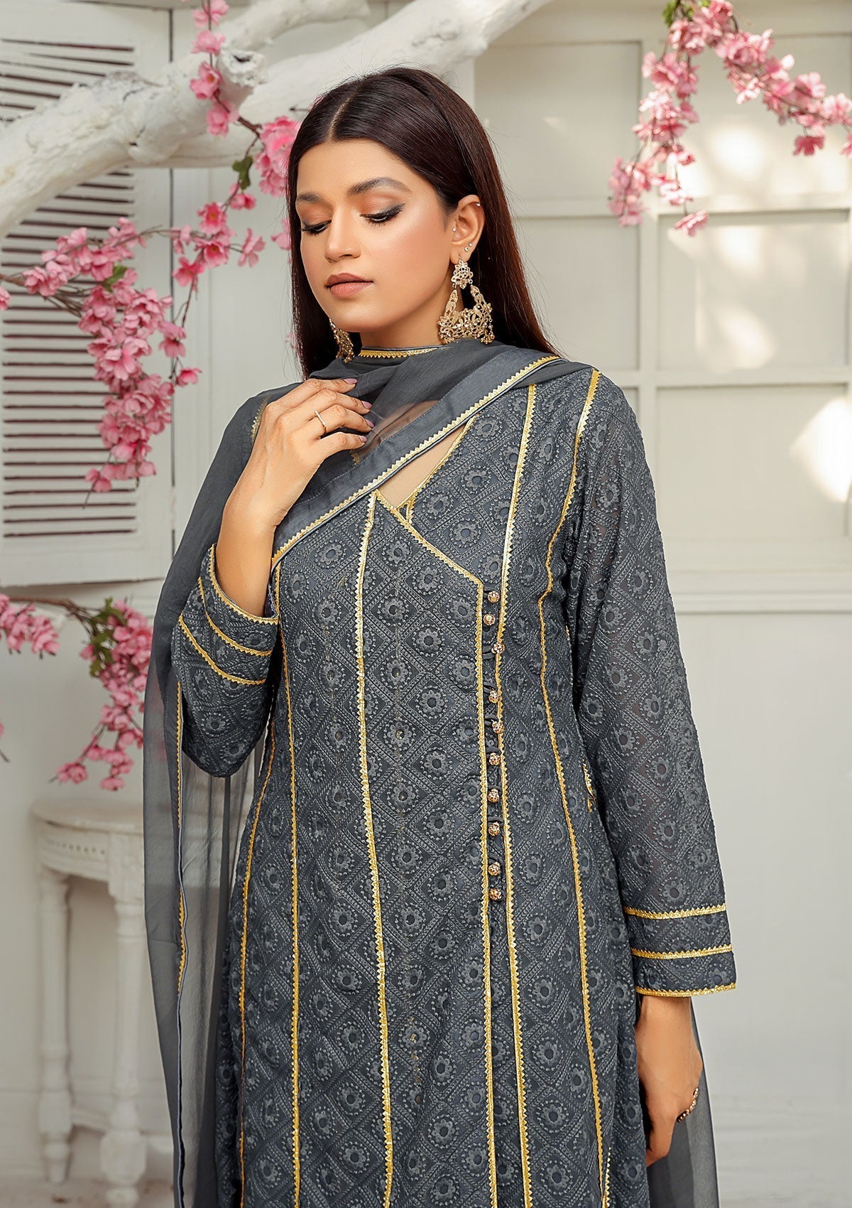 Winter Collection - Rubaaiyat - Chikankari - Chiffon - D#01 available at Saleem Fabrics Traditions