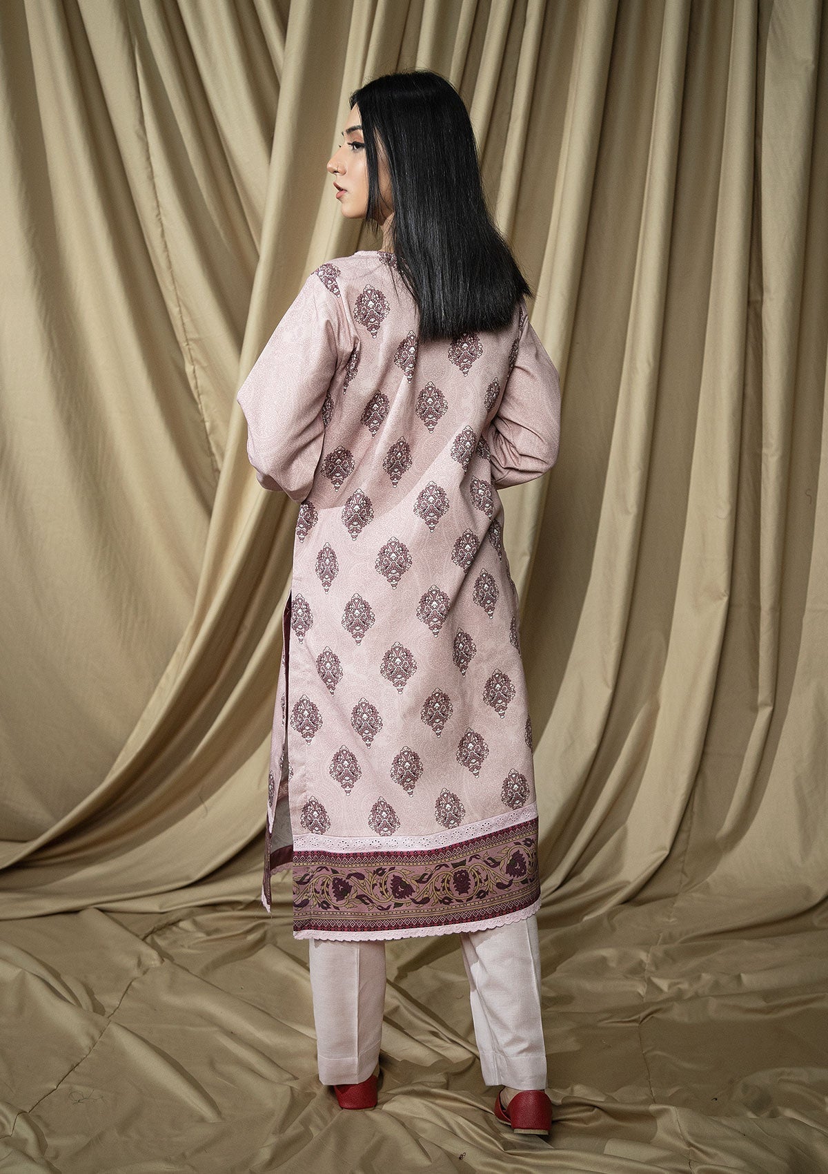 Winter Collection - Rubaaiyat - D/Print Khaddar - D#01 (LT Pink) available at Saleem Fabrics Traditions