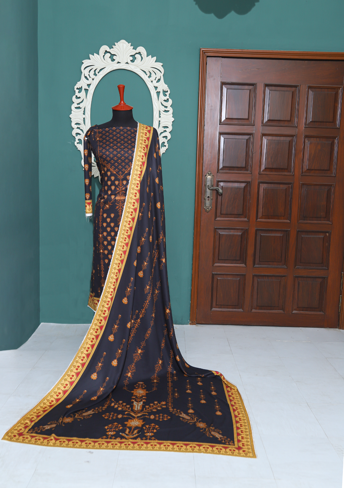 Winter Collection - Rubaaiyat - D/Printed Marina - 3pcs - D#01 (M Black) available at Saleem Fabrics Traditions