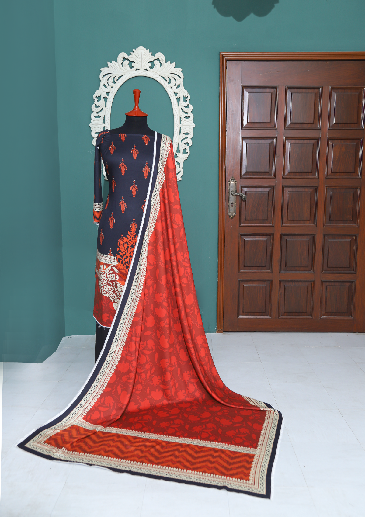 Winter Collection - Rubaaiyat - D/Printed Marina - 3pcs - D#01 (R Black) available at Saleem Fabrics Traditions