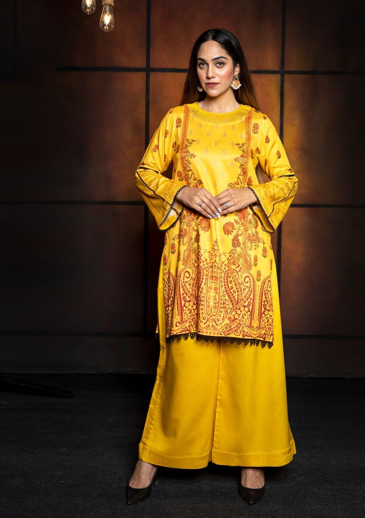 Winter Collection - Rubaaiyat - D/Printed Marina - 3pcs - D#01 (Yellow) available at Saleem Fabrics Traditions