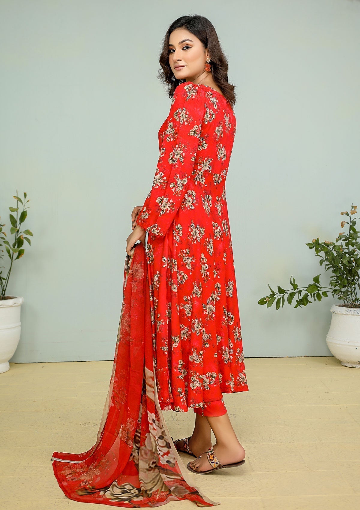 Winter Collection - Rubaaiyat - D/Printed Viscose - Red - D#1 available at Saleem Fabrics Traditions