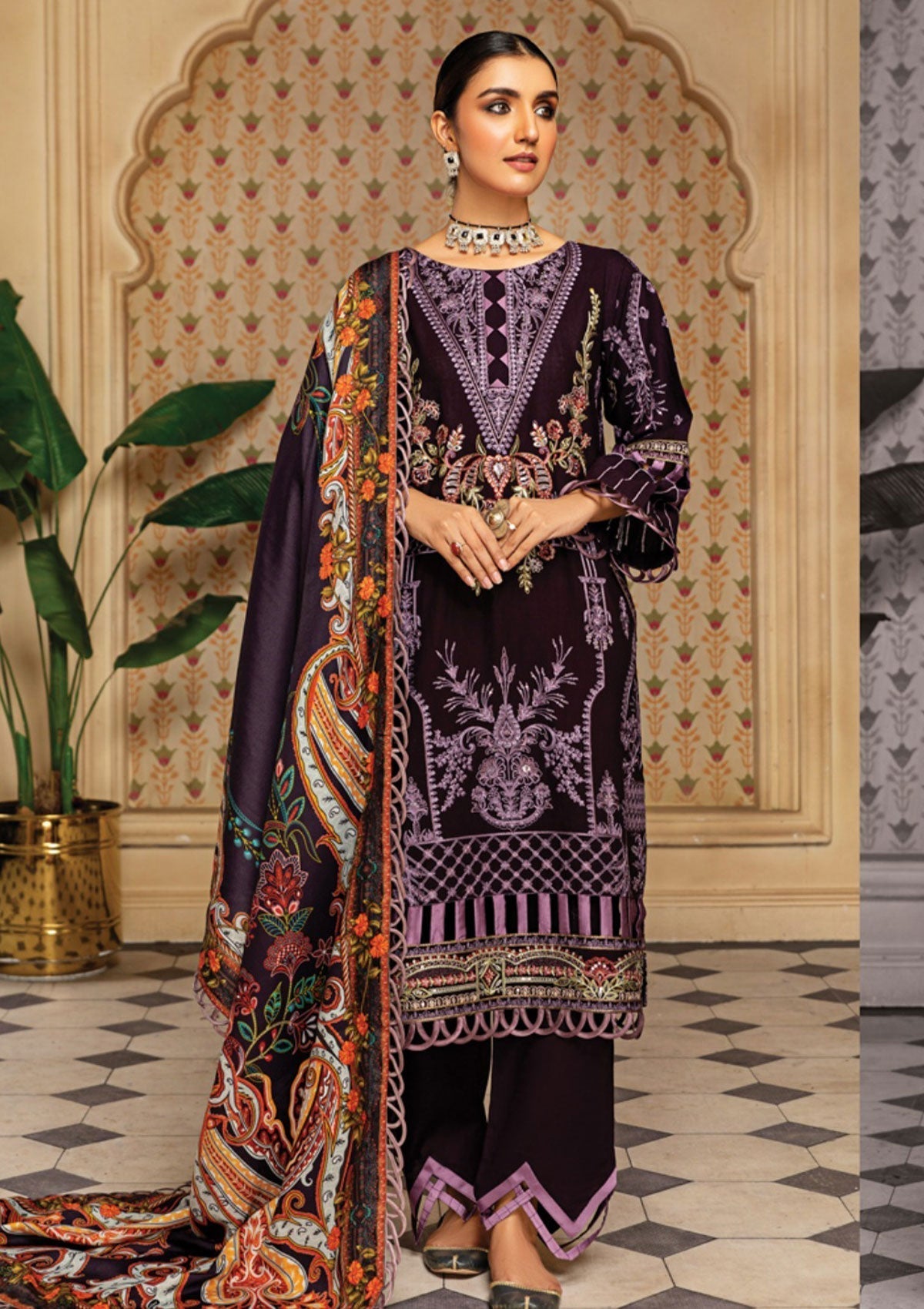 Winter Collection - Rubaaiyat - Emb - Khaddar - Aafreen (A) available at Saleem Fabrics Traditions