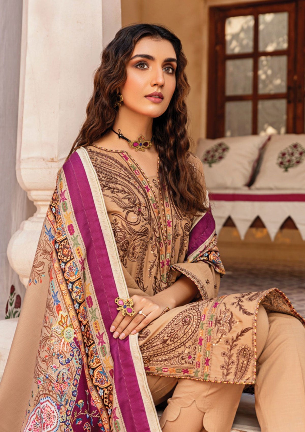 Winter Collection - Rubaaiyat - Emb - Khaddar - Arooj (A) available at Saleem Fabrics Traditions