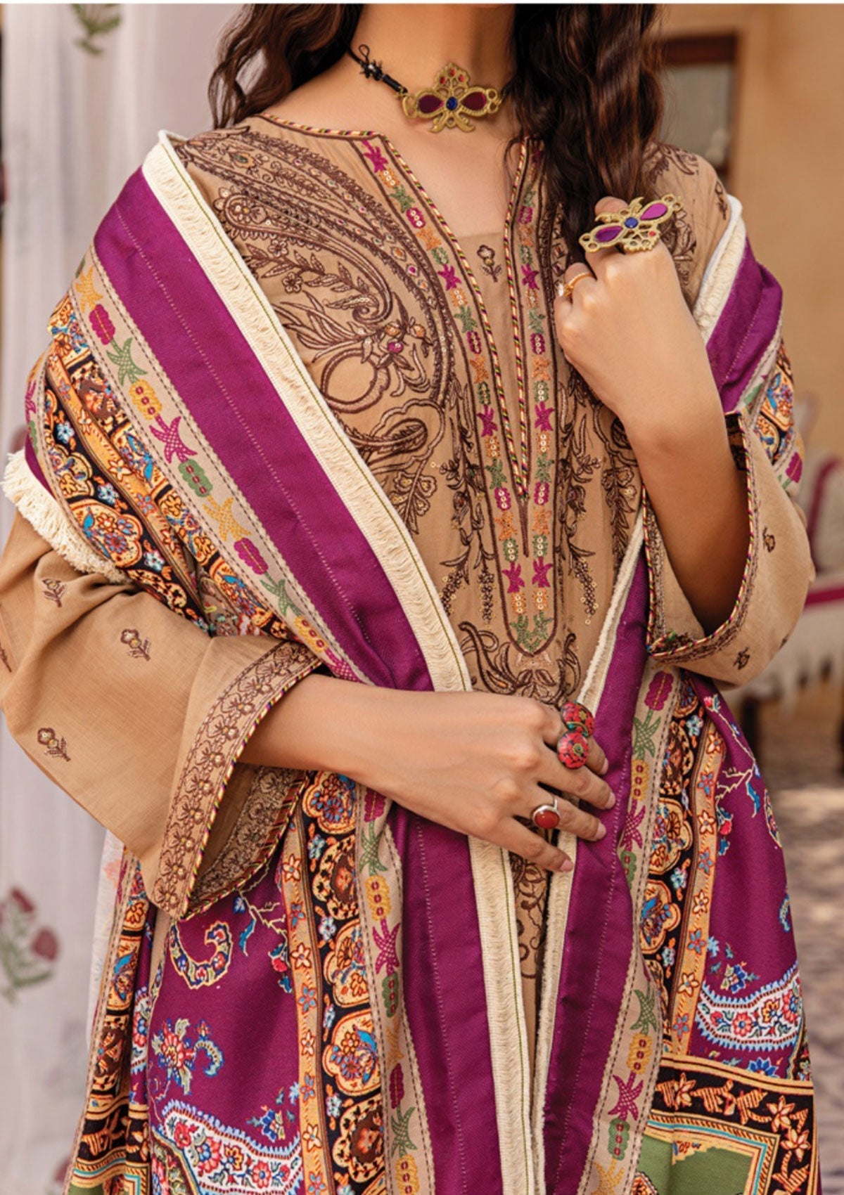Winter Collection - Rubaaiyat - Emb - Khaddar - Arooj (A) available at Saleem Fabrics Traditions