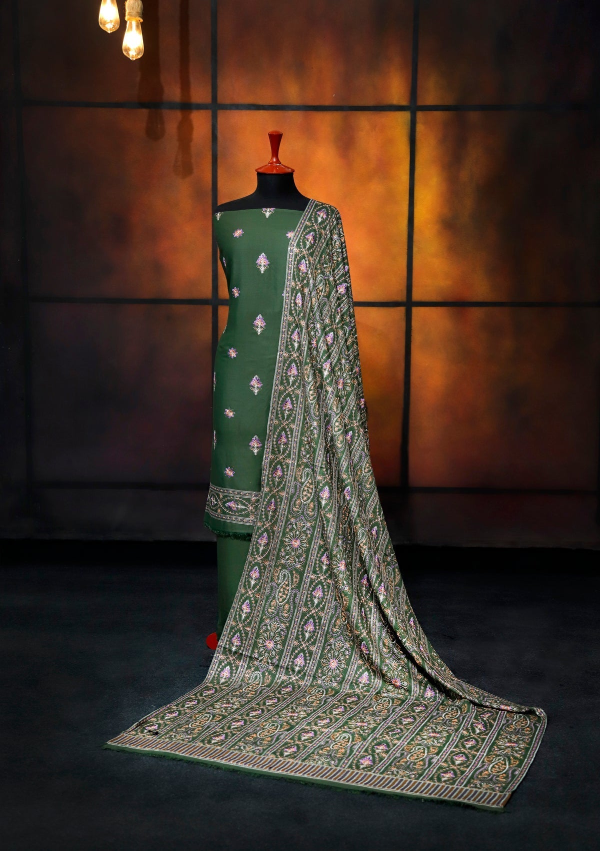 Winter Collection - Rubaaiyat - Youdia Karandi - RYK#02 (B Green) available at Saleem Fabrics Traditions