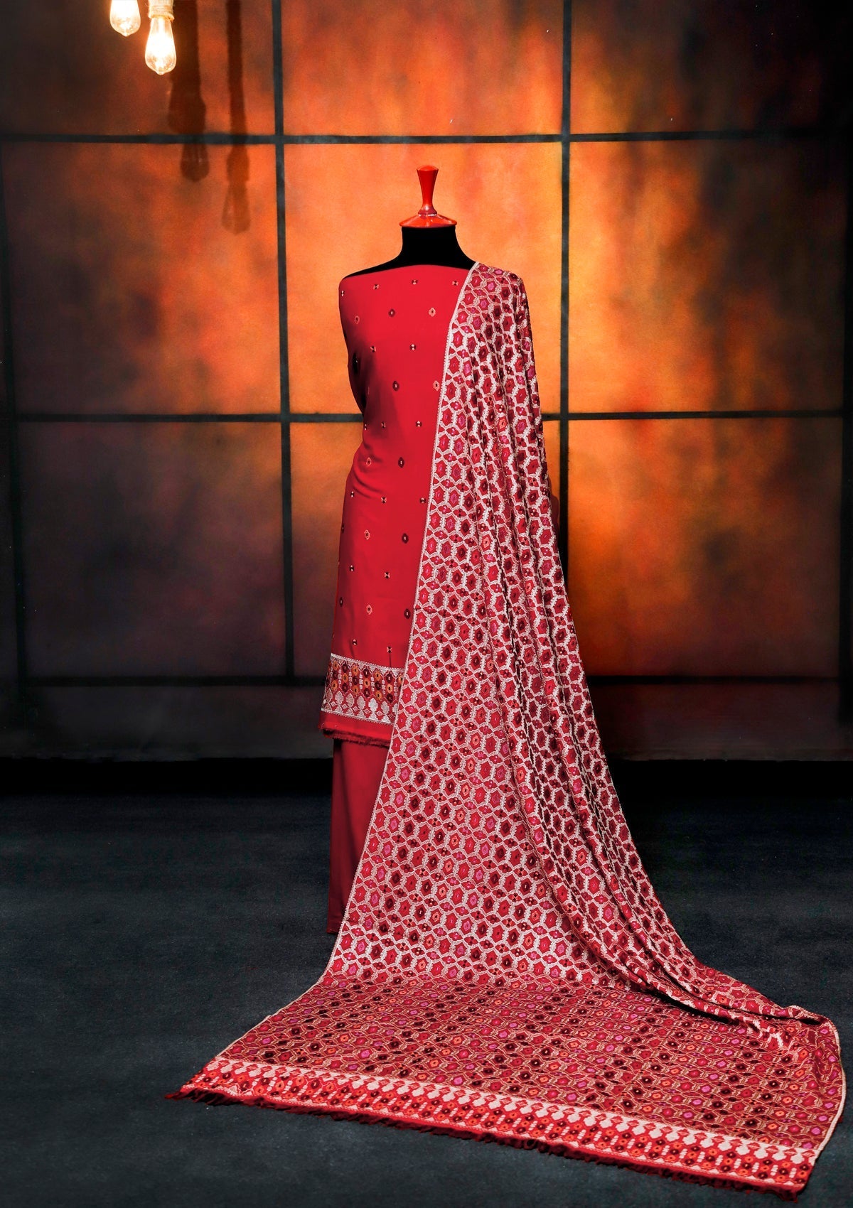 Winter Collection - Rubaaiyat - Youdia Karandi - RYK#05 (Maroon) available at Saleem Fabrics Traditions