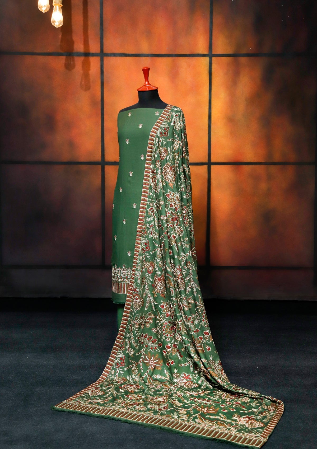 Winter Collection - Rubaaiyat - Youdia Karandi - RYK#06 (B Green) available at Saleem Fabrics Traditions