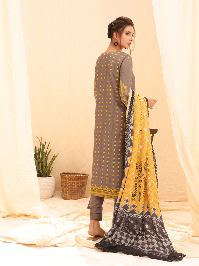 Winter Collection - Salitex - Printed Linen - V01 - WK#01173 (Mehndi) available at Saleem Fabrics Traditions