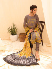 Winter Collection - Salitex - Printed Linen - V01 - WK#01173 (Mehndi) available at Saleem Fabrics Traditions
