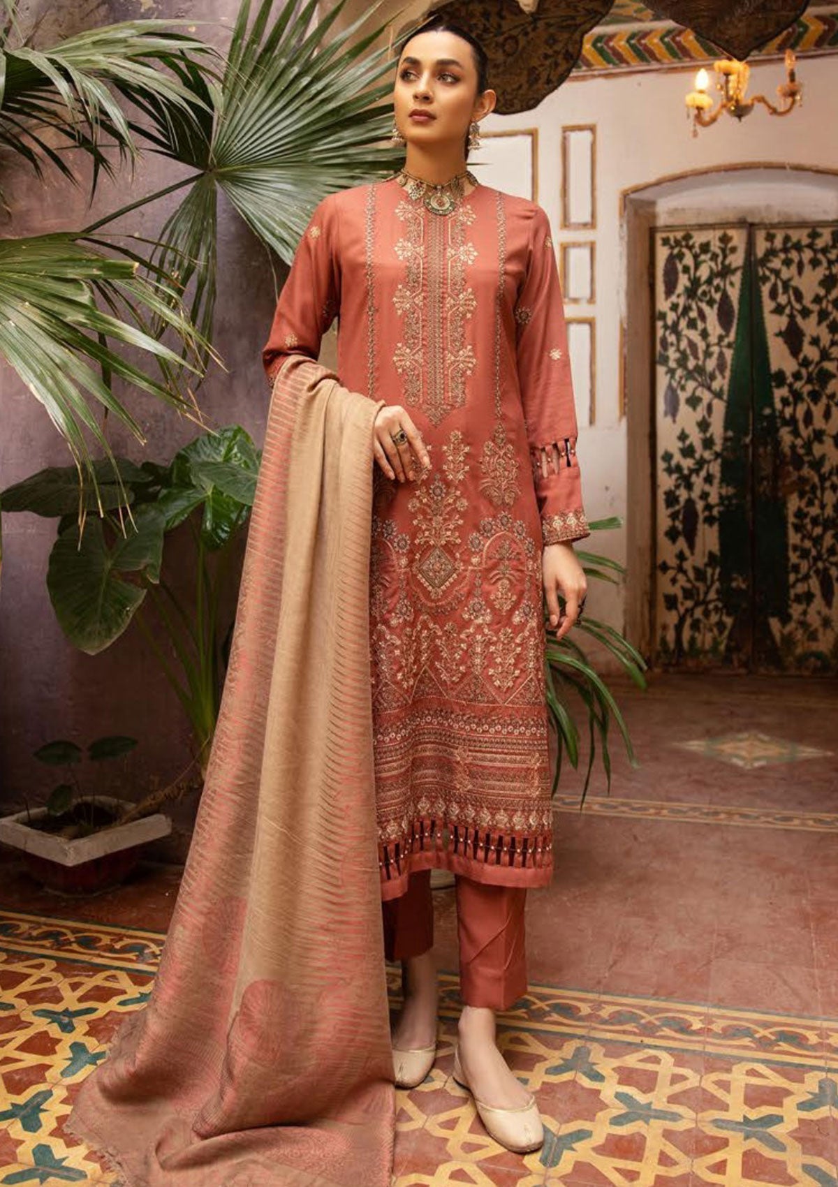 Winter Collection - Shaista - Executive - Semi Peach - D#511 available at Saleem Fabrics Traditions