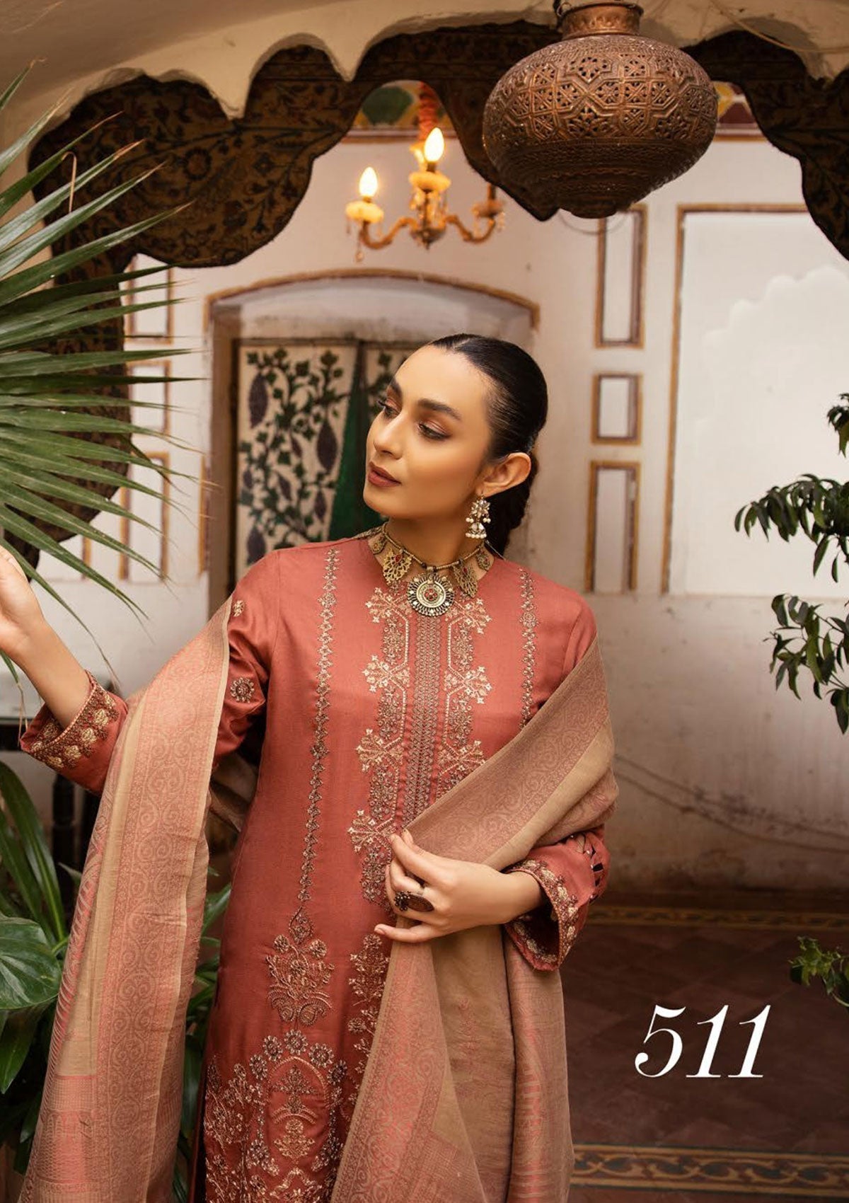 Winter Collection - Shaista - Executive - Semi Peach - D#511 available at Saleem Fabrics Traditions