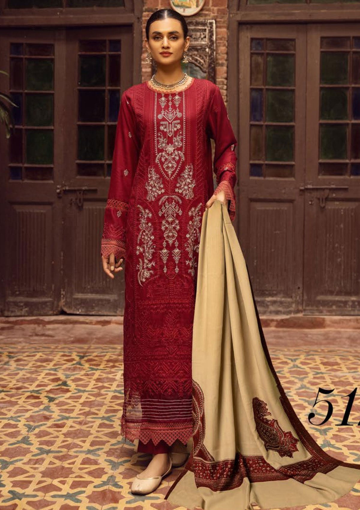 Winter Collection - Shaista - Executive - Semi Peach - D#512 available at Saleem Fabrics Traditions
