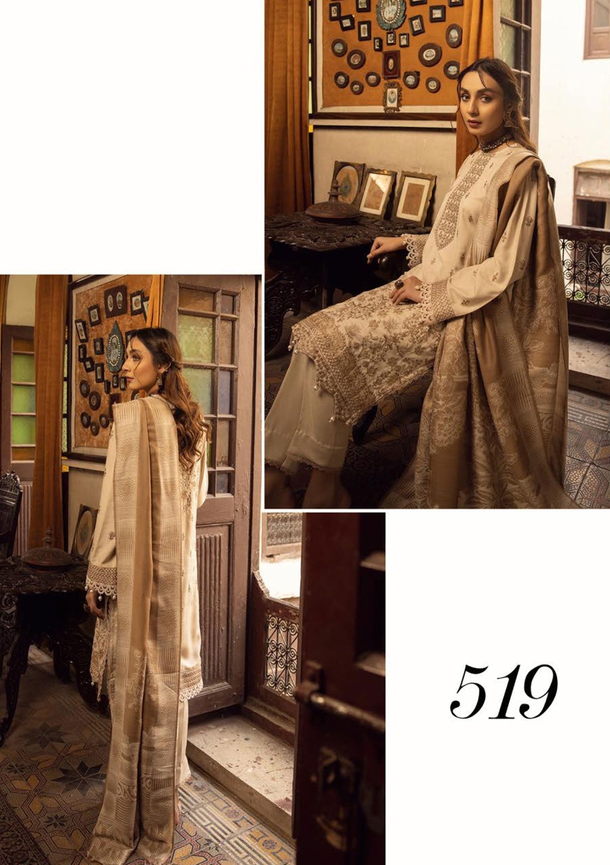 Winter Collection - Shaista - Executive - Semi Peach - D#519 available at Saleem Fabrics Traditions