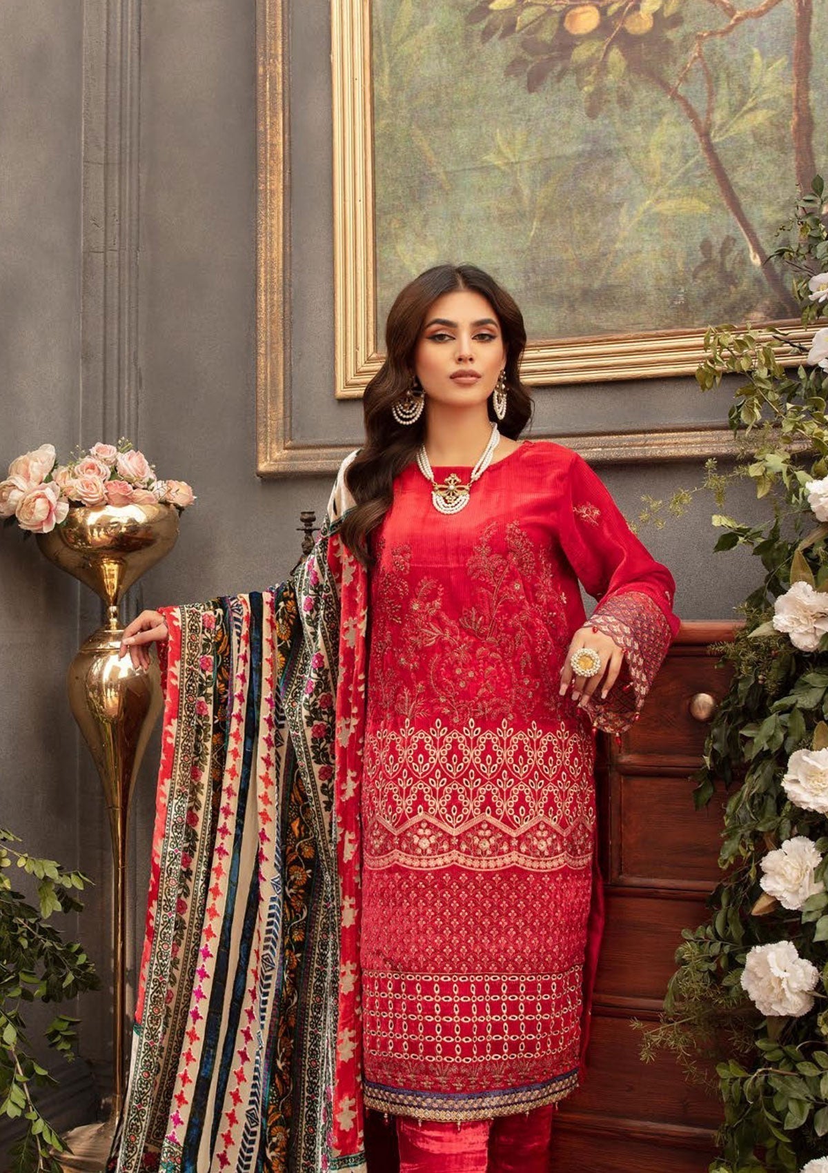 Winter Collection - Shaista - Kotrai Velvet - D#869 available at Saleem Fabrics Traditions