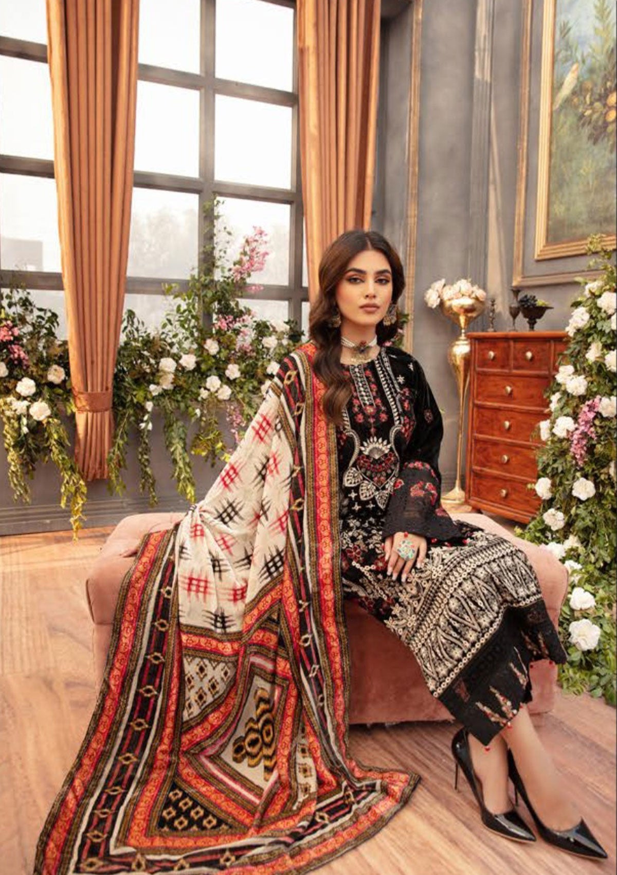 Winter Collection - Shaista - Kotrai Velvet - D#871 available at Saleem Fabrics Traditions