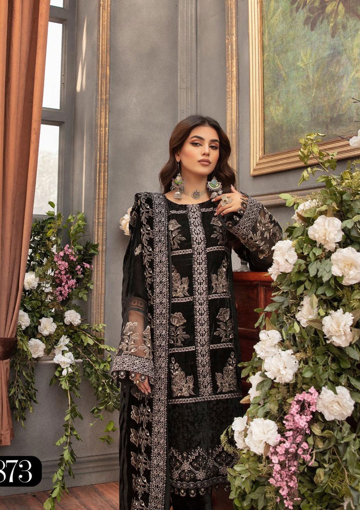 Winter Collection - Shaista - Kotrai Velvet - D#873 available at Saleem Fabrics Traditions