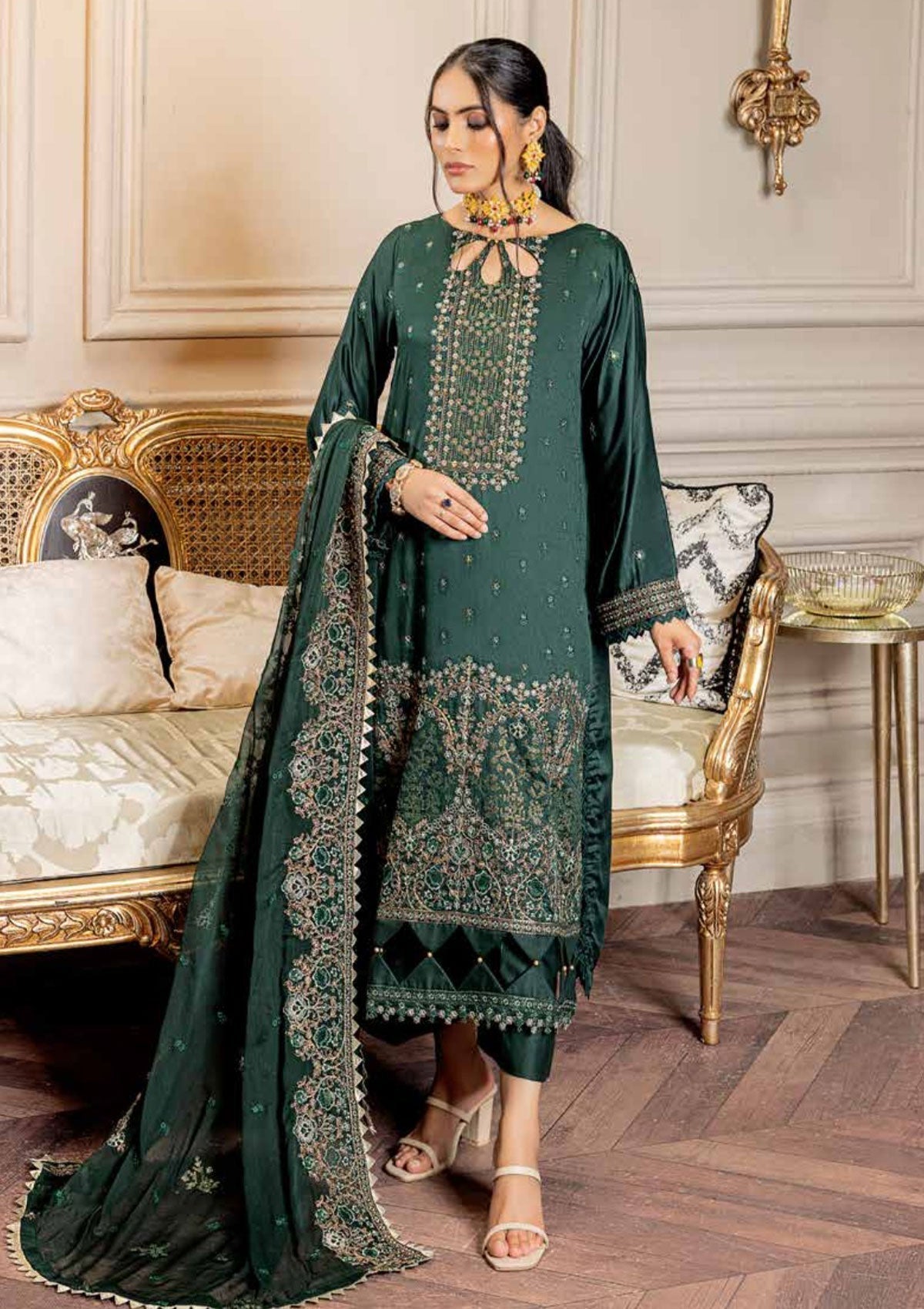 Winter Collection - Shaista - Shamoz Satin - V01 - D#102 available at Saleem Fabrics Traditions