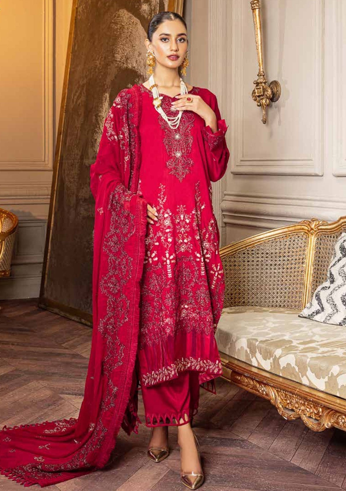 Winter Collection - Shaista - Shamoz Satin - V01 - D#103 available at Saleem Fabrics Traditions