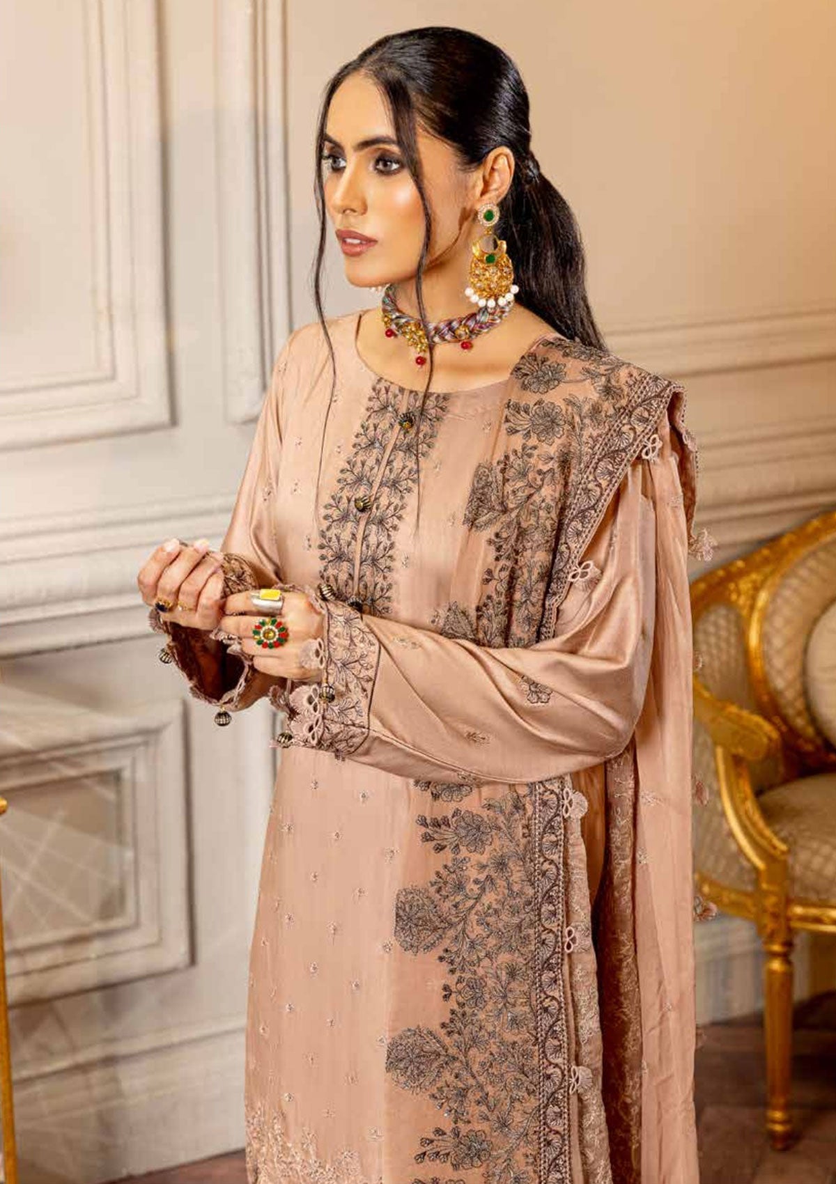 Winter Collection - Shaista - Shamoz Satin - V01 - D#104 available at Saleem Fabrics Traditions