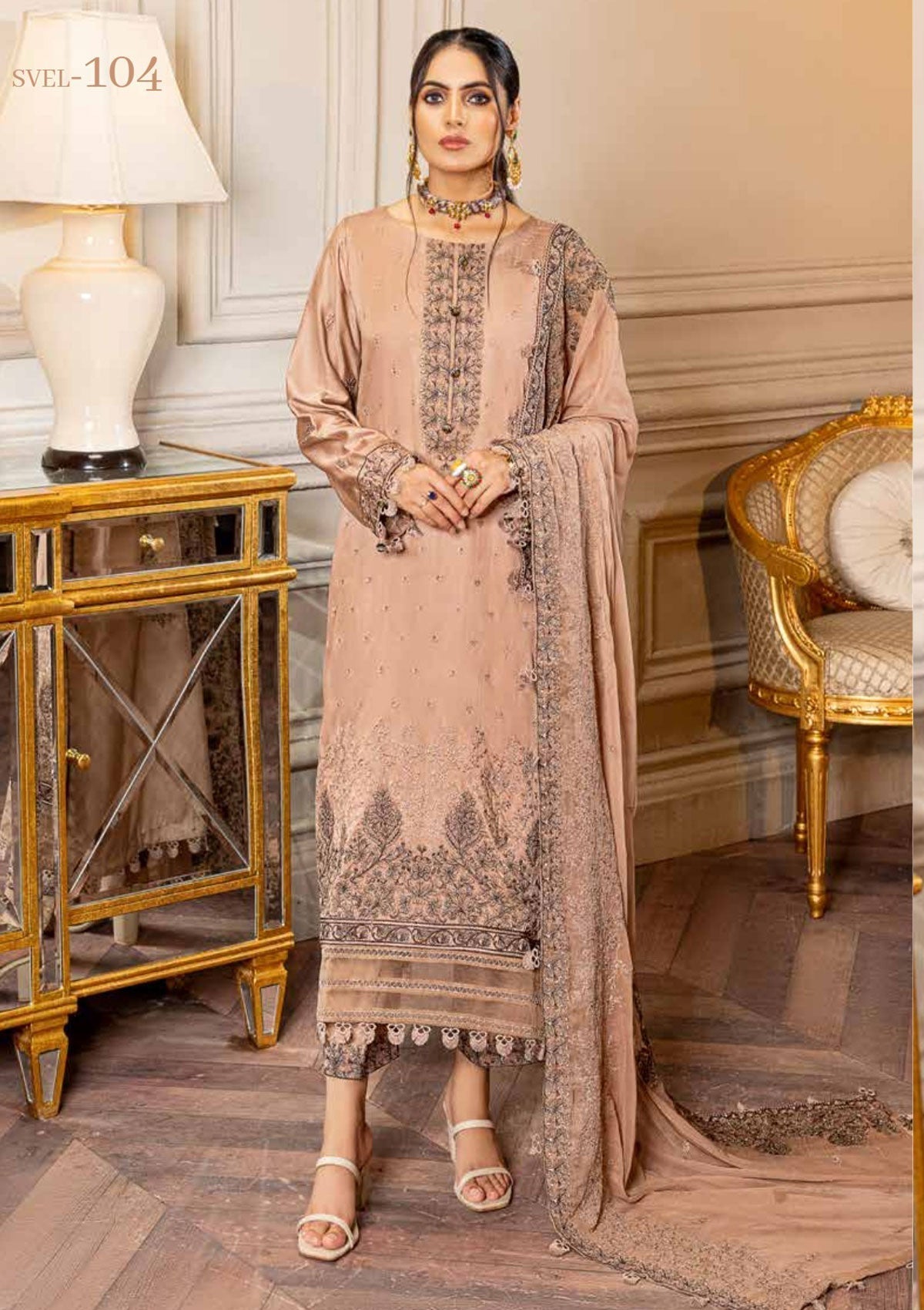 Winter Collection - Shaista - Shamoz Satin - V01 - D#104 available at Saleem Fabrics Traditions