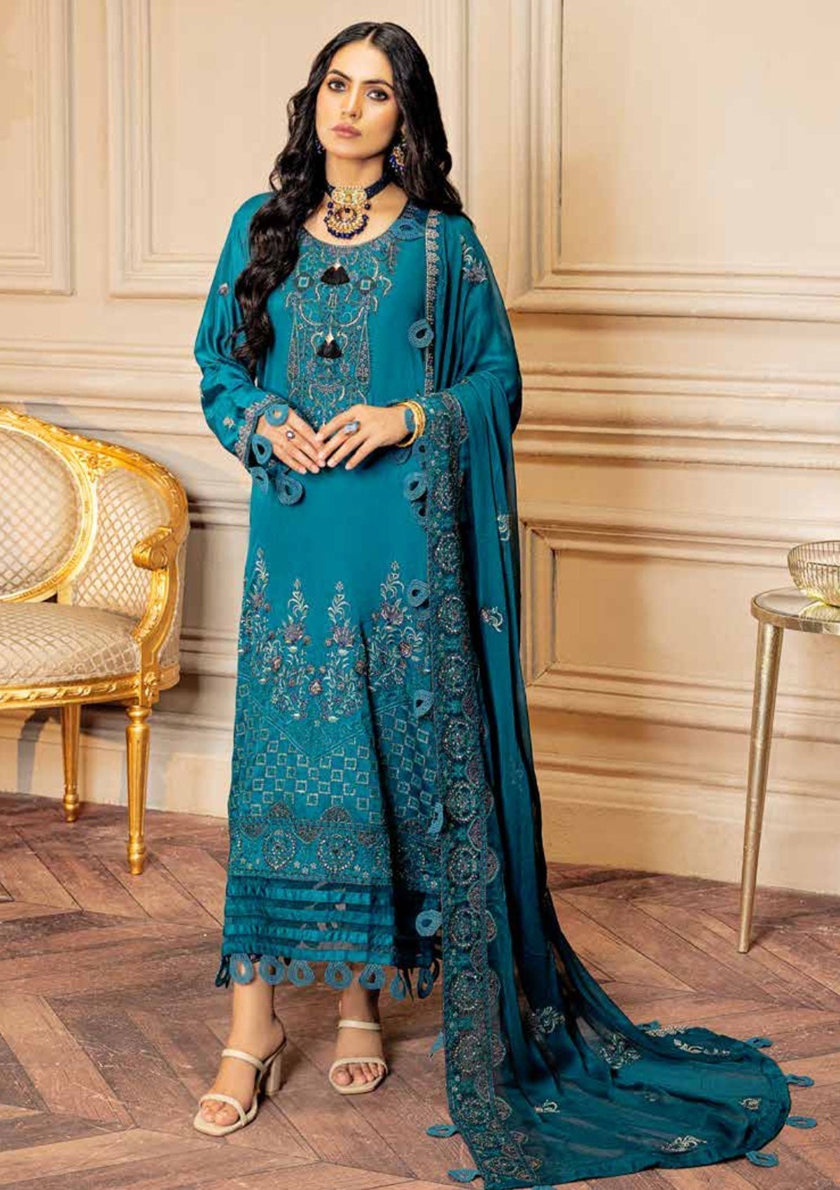 Winter Collection - Shaista - Shamoz Satin - V01 - D#111 available at Saleem Fabrics Traditions