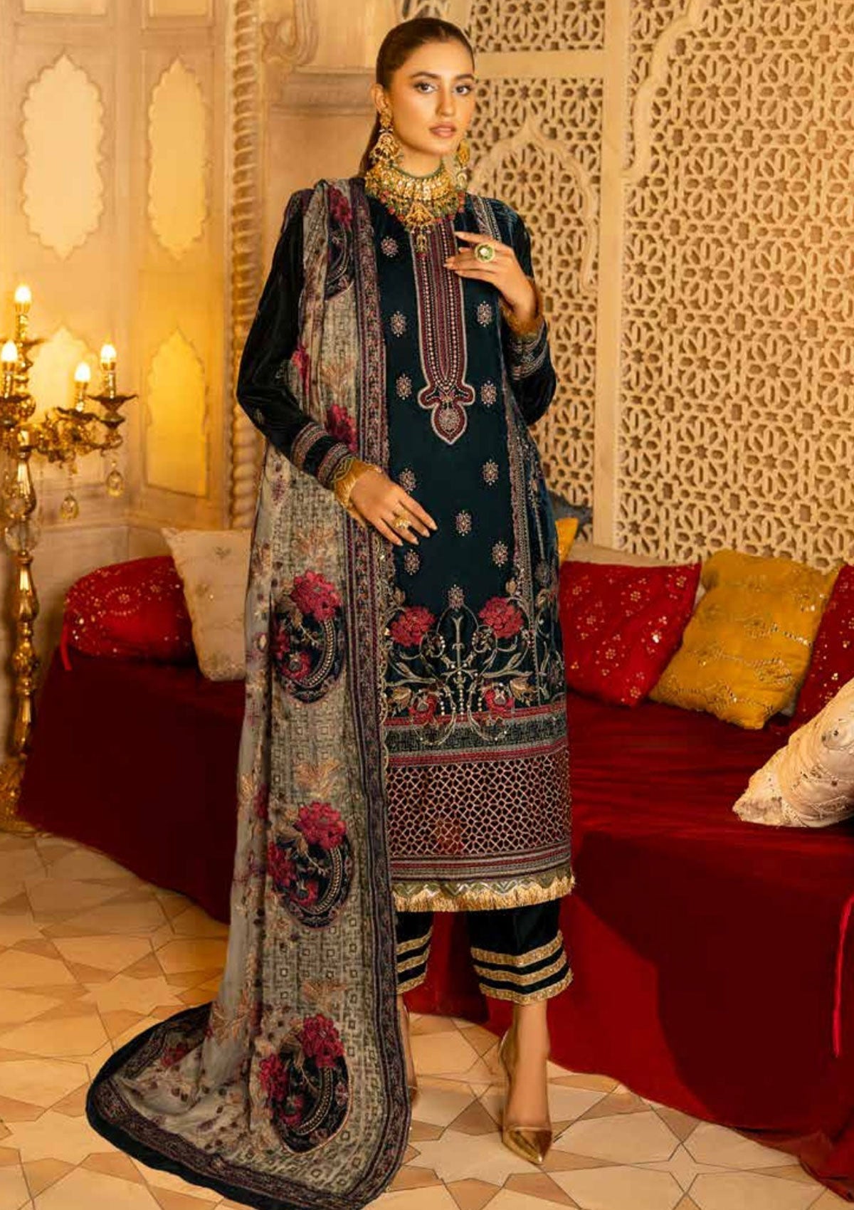 Winter Collection - Shaista - Velvet - Emb - SVEC#404 available at Saleem Fabrics Traditions