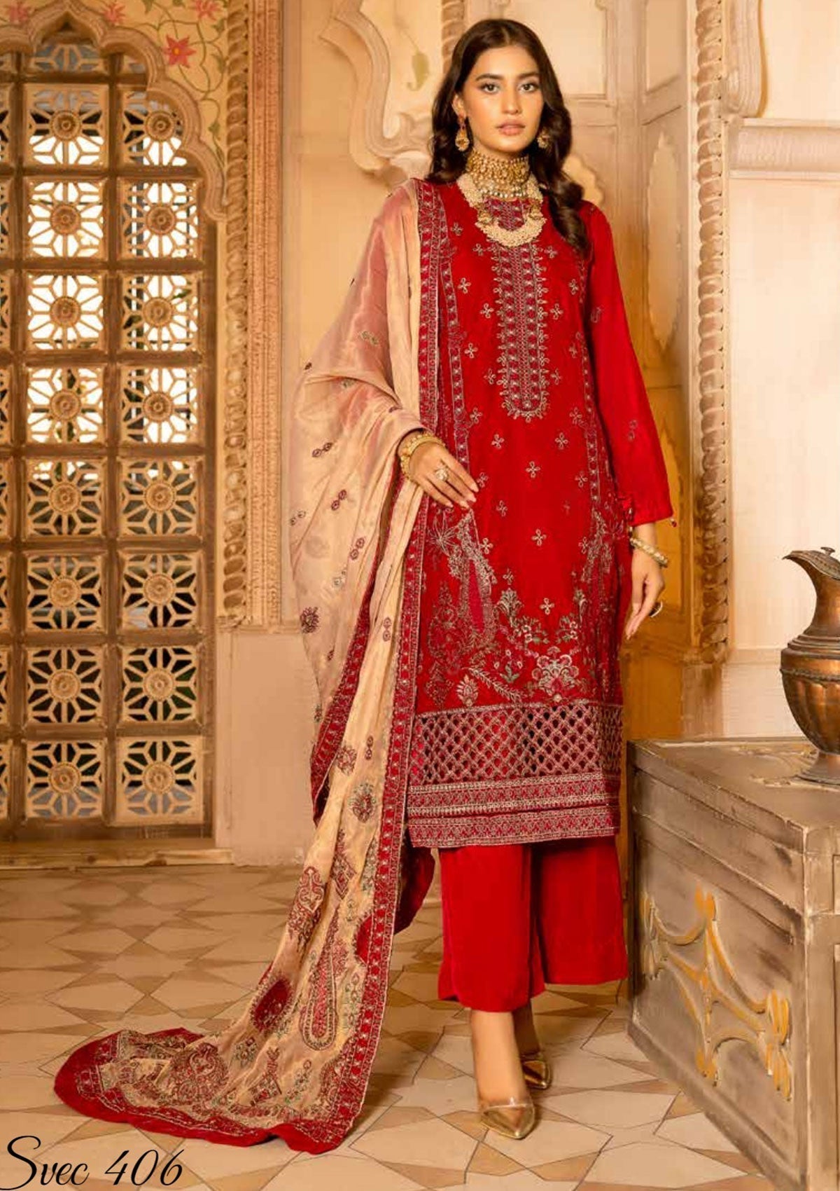 Winter Collection - Shaista - Velvet - Emb - SVEC#406 available at Saleem Fabrics Traditions